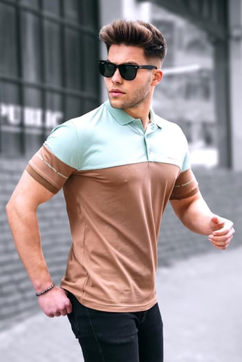Erkek Basic Kahverengi Polo Yaka Erkek Tişört