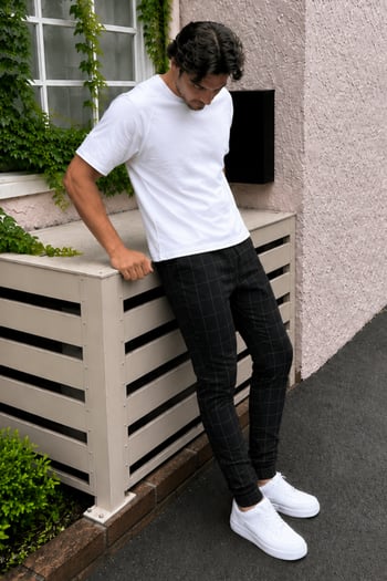 Madmext Black Checked Trousers Mad4081