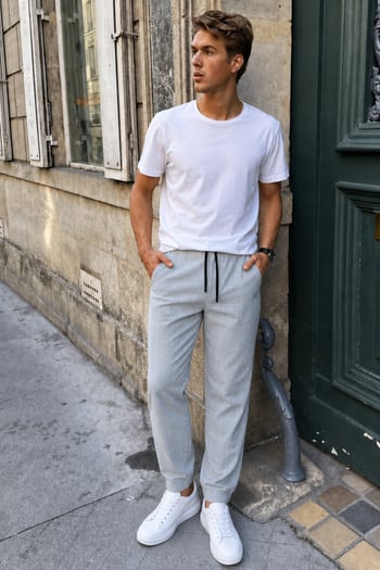 Madmext Gray Checked Trousers Mad4081