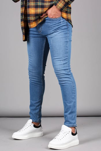 Erkek Mavi Tırnaklı Skinny Fit Jean 6341