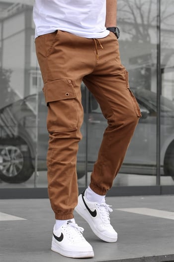 Men Tan Brown Cargo Trousers 5647