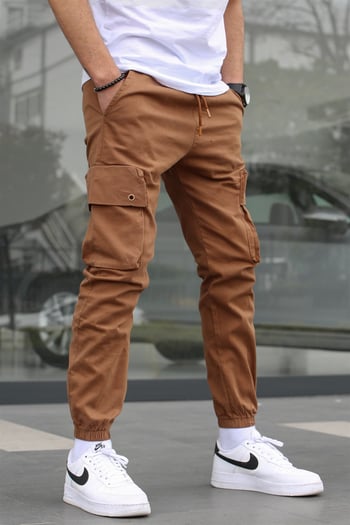 Men Tan Brown Cargo Trousers 5647