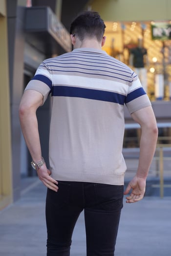 Erkek Vizon Polo Yaka Fermuarlı Tişört 5732