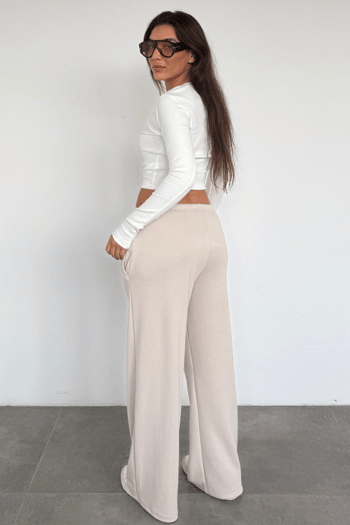 Bej Geniş Paça Barrel Fit Eşofman Altı MG2646