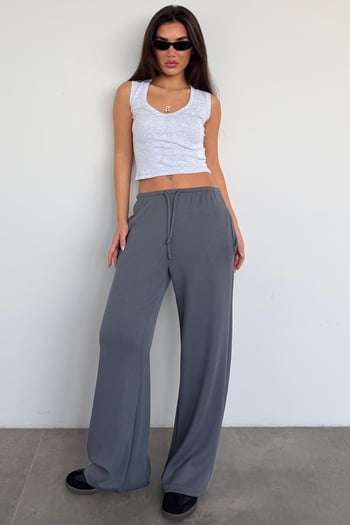 Füme Geniş Paça Barrel Fit Eşofman Altı MG2646
