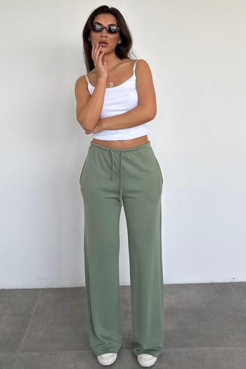Mint Yeşili Geniş Paça Barrel Fit Eşofman Altı MG2646