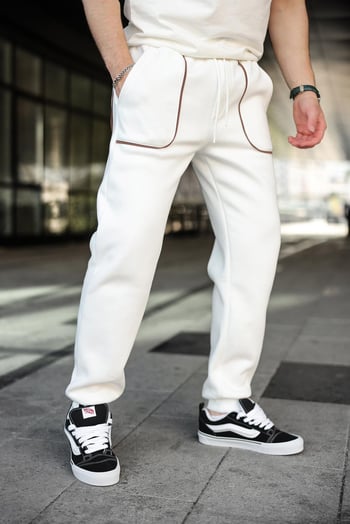 Ekru Şerit Detaylı Jogger Eşofman Altı E6581