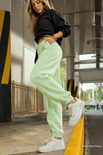 Fıstık Yeşili Comfort Fit Basic Eşofman Altı MG1635