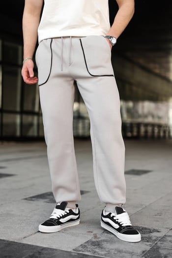Boyalı Gri Şerit Detaylı Jogger Eşofman Altı E6581