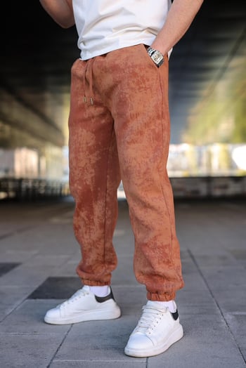 Kahverengi Batik Desenli Jogger Eşofman Altı E6582
