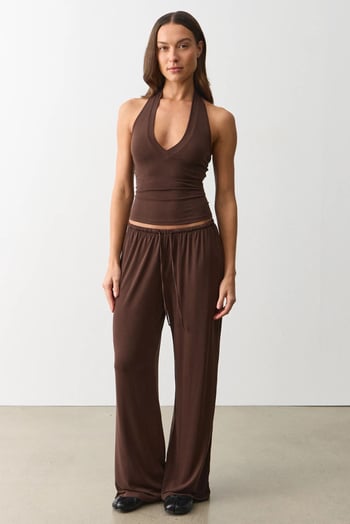 Acı Kahve Modal Soft Touch Bağlamalı Eşofman MG2723