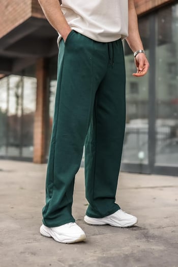 Nefti Yeşili Önü Dikiş Detaylı Relaxed Fit Erkek Eşofman Altı E6590