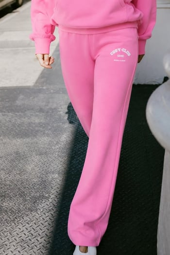 Pembe Kapüşonlu Baskılı Kadın Eşofman Takımı MG2524