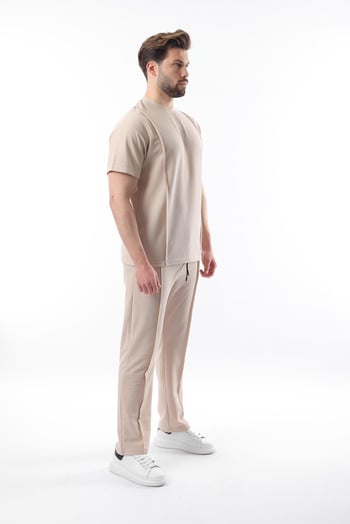 Bej Önü Pileli Overfit Erkek Takım E7304