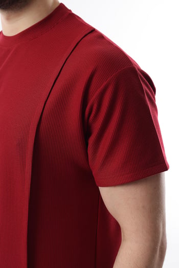 Bordo Önü Pileli Overfit Erkek Takım E7304