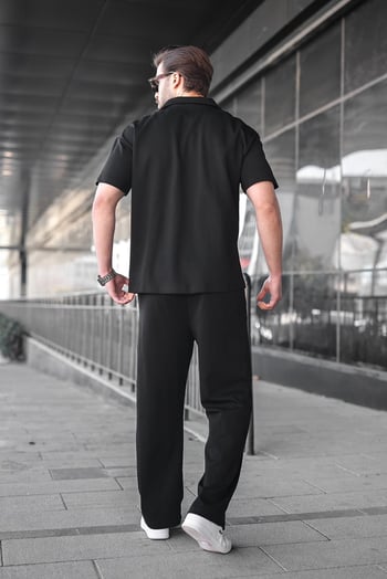 Siyah Polo Yaka Erkek Alt Üst Takım E7356