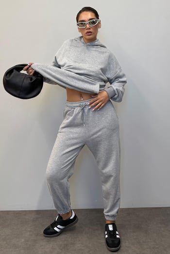 Mad Girls Gri Kapüşonlu Kadın Eşofman Takımı MG1225
