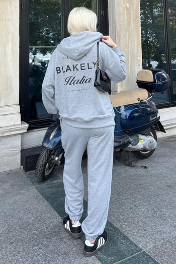 Grimelanj Kapüşonlu Sırt Baskılı Kadın Eşofman Takımı MG2187