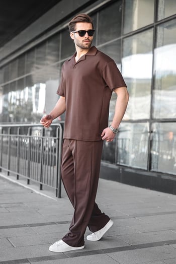 Acı Kahverengi Polo Yaka Erkek Alt Üst Takım E7356