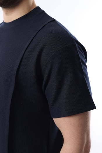 Lacivert Önü Pileli Overfit Erkek Takım E7304