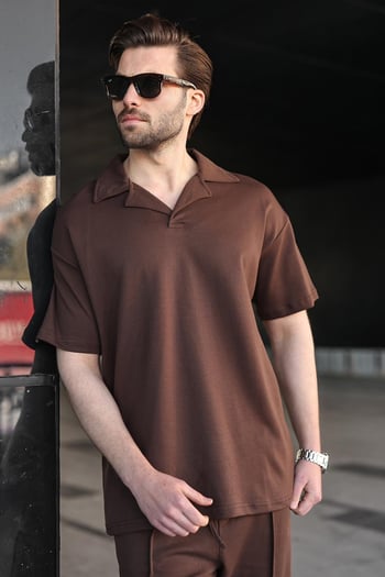 Acı Kahverengi Polo Yaka Erkek Alt Üst Takım E7356