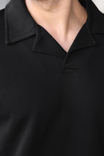 Siyah Polo Yaka Erkek Alt Üst Takım E7356