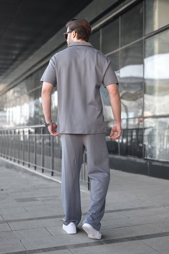Füme Polo Yaka Erkek Alt Üst Takım E7356