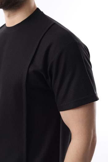 Siyah Önü Pileli Overfit Erkek Takım E7304