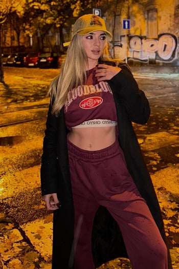 Bordo Bisiklet Yaka Alt Üst Eşofman Takım MG2213