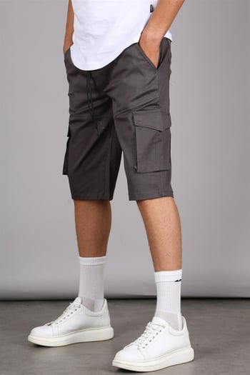 Smoke Gray Capri Shorts with Cargo Pockets 5473