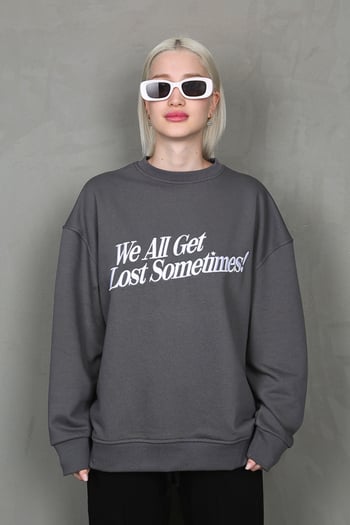 Füme Baskılı Sweatshirt MG1901