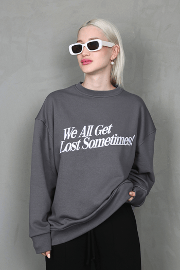 Füme Baskılı Sweatshirt MG1901