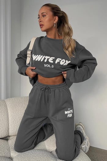 Füme  Bisiklet Yaka Baskılı Sweatshirt MG1904