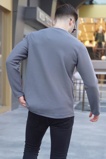 Füme Bisiklet Yaka Regular Fit Basic Sweatshirt 6023