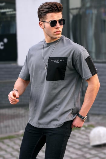 Men Basic Smoke Gray T-Shirt