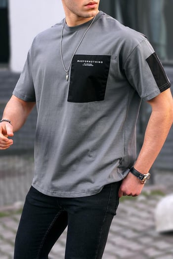 Men Basic Smoke Gray T-Shirt