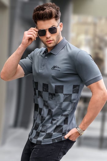 Füme Desenli Erkek Polo Yaka Tişört 5871