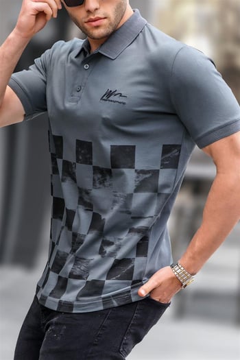 Füme Desenli Erkek Polo Yaka Tişört 5871
