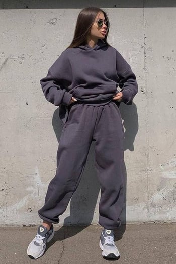 Smoke Gray Oversize Hoodie Tracksuit MG1609