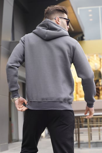 Füme Kapüşonlu Regular Fit Erkek Sweatshirt 6033