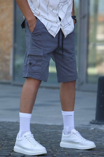 Smoke Gray Capri Shorts with Cargo Pockets 5737