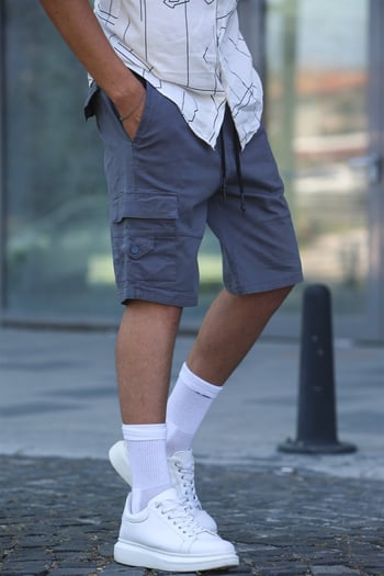 Smoke Gray Capri Shorts with Cargo Pockets 5737