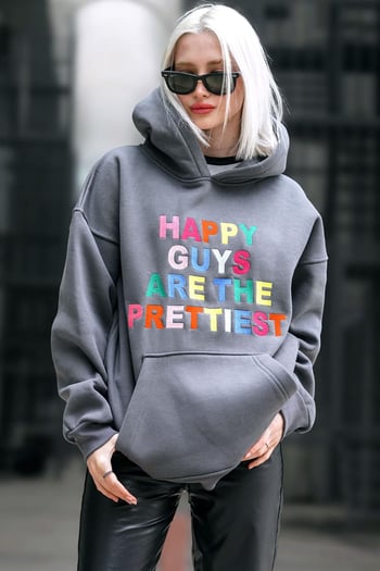 Füme Renkli Nakışlı Bisiklet Yaka Sweatshirt MG1574