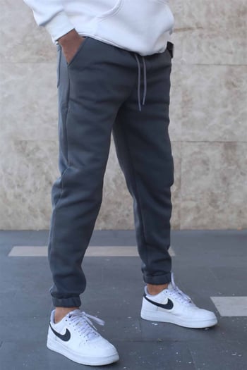 Smoke Gray Raised Basic Sweatpants 5482