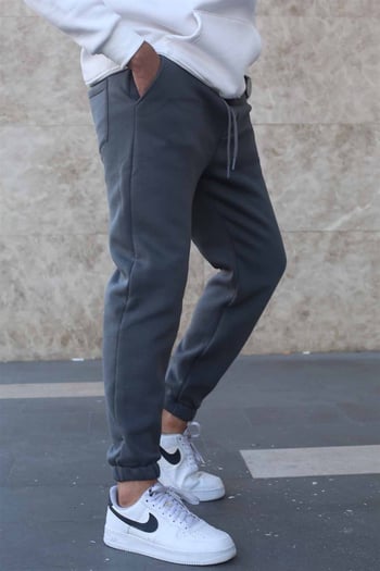 Smoke Gray Raised Basic Sweatpants 5482