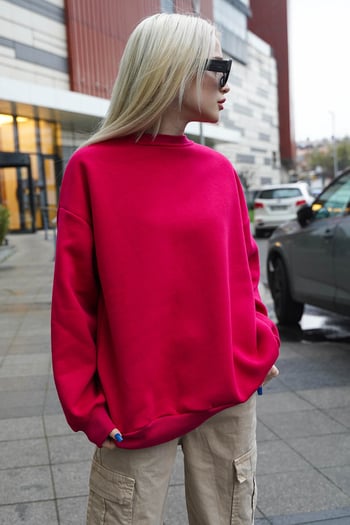 Fuchsia Crewneck Basic Sweatshirt MG1559