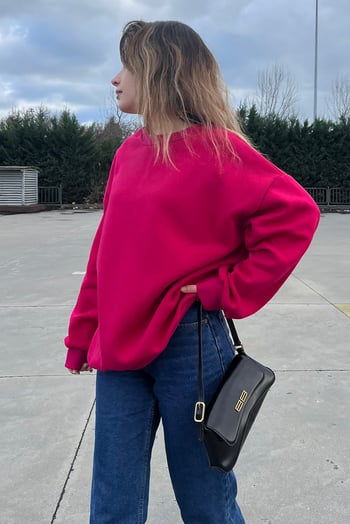Fuchsia Crewneck Basic Sweatshirt MG1559