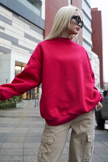 Fuchsia Crewneck Basic Sweatshirt MG1559
