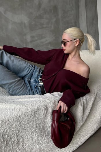 Bordo Kırışık Desen Kadın Gömlek MG2313
