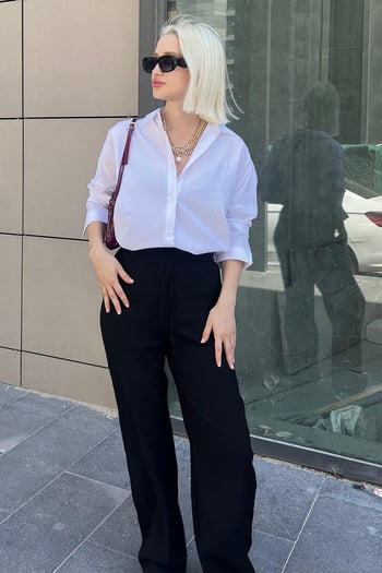 Mad Girls Beyaz Oversize Gömlek MG1369